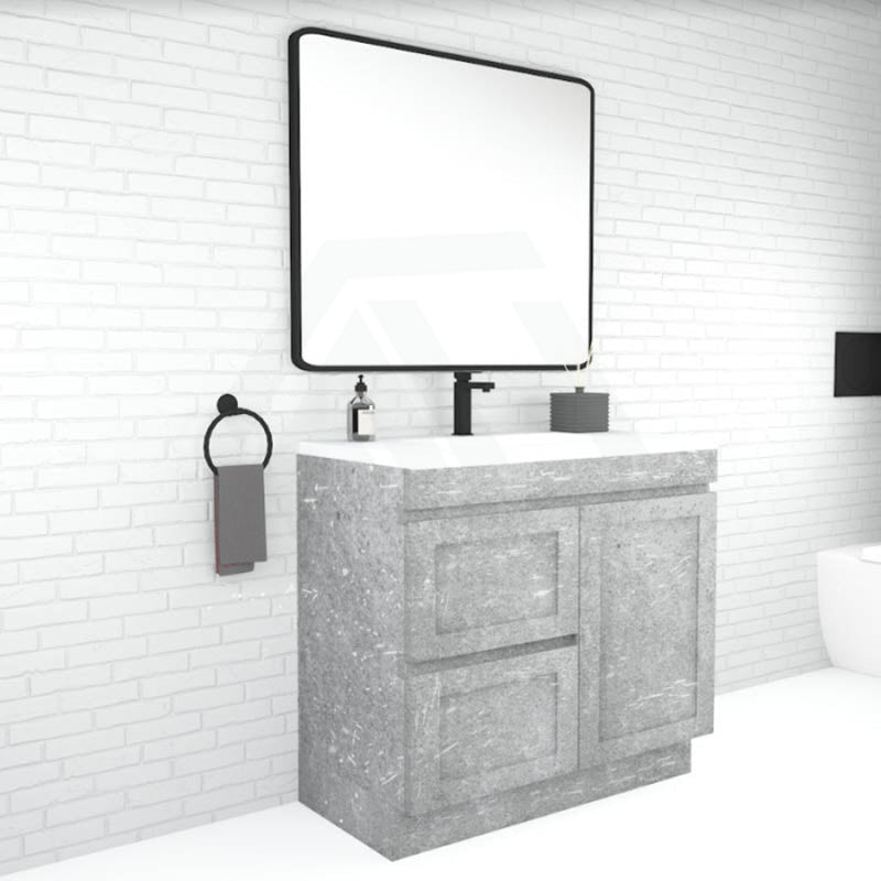 882X450X820Mm Boston Freestanding Vanity Concrete Grey With Left/ Right Drawers Kickboard Cabinet