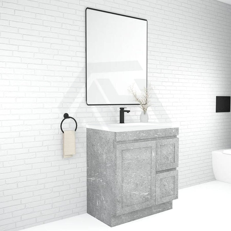 600-1500Mm Boston Plywood Freestanding Vanity Concrete Grey With Left/ Right Drawers Kickboard