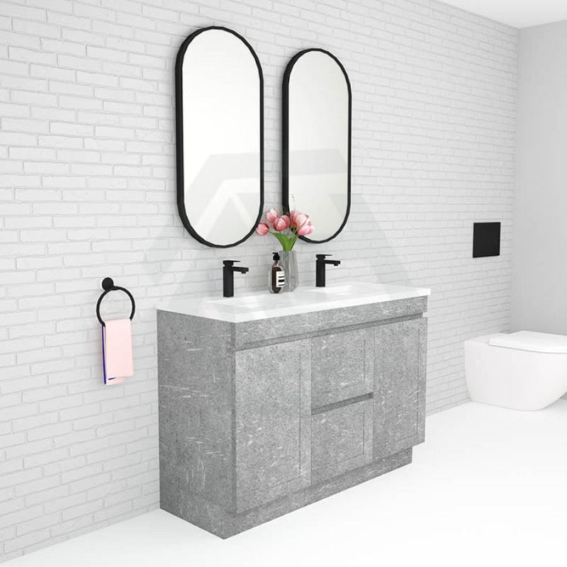 600-1500Mm Boston Plywood Freestanding Vanity Concrete Grey With Left/ Right Drawers Kickboard