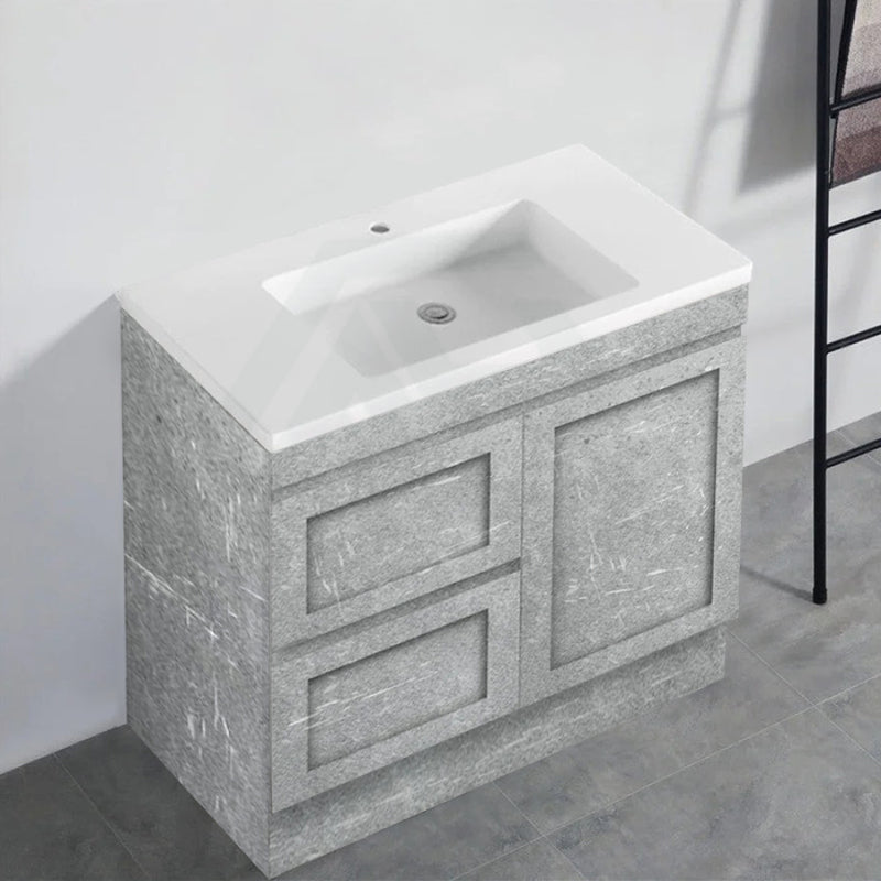 600-1500Mm Boston Plywood Freestanding Vanity Concrete Grey With Left/ Right Drawers Kickboard