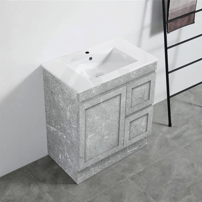 600-1500Mm Boston Plywood Freestanding Vanity Concrete Grey With Left/ Right Drawers Kickboard