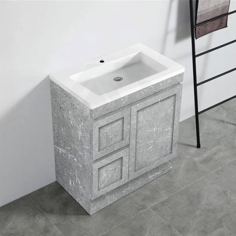 600-1500Mm Boston Plywood Freestanding Vanity Concrete Grey With Left/ Right Drawers Kickboard