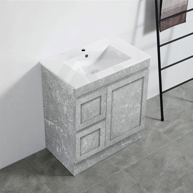 600-1500Mm Boston Plywood Freestanding Vanity Concrete Grey With Left/ Right Drawers Kickboard