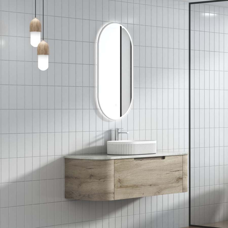 750 - 1800Mm Hamilton Wall Hung Curved Vanity Minimalistic Style Cabinet Only For Bathroom Matt