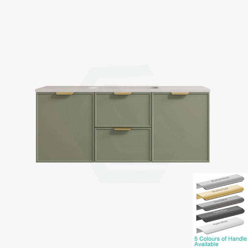 600-1500Mm Miami Standard Wall Hung Vanity Olive Green Single/Double Bowls Pvc Cabinet Only For