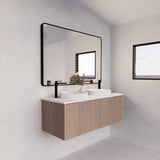 600-1500Mm Wall Hung Vanity Fluted Style American Oak Color Pvc Coating Bathroom Vanities