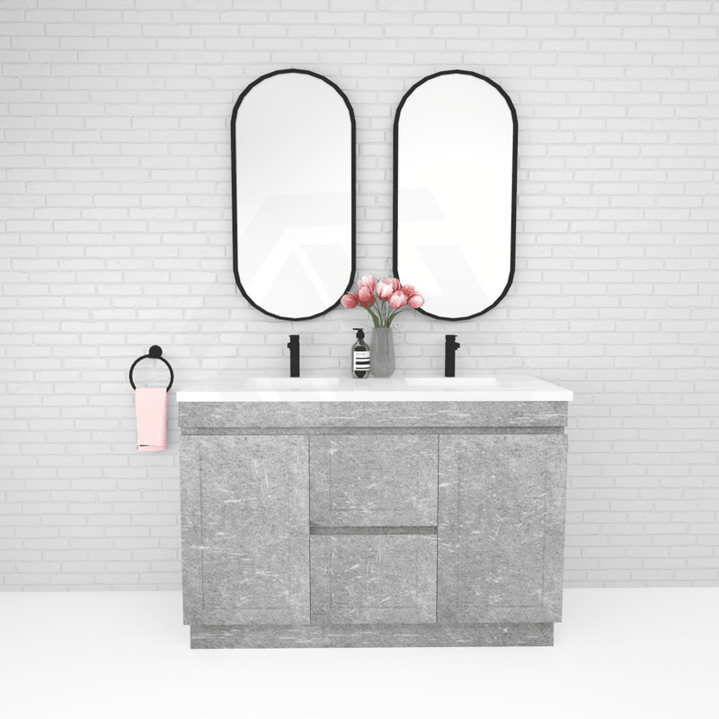 600-1500Mm Boston Plywood Freestanding Vanity Concrete Grey With Left/ Right Drawers Kickboard