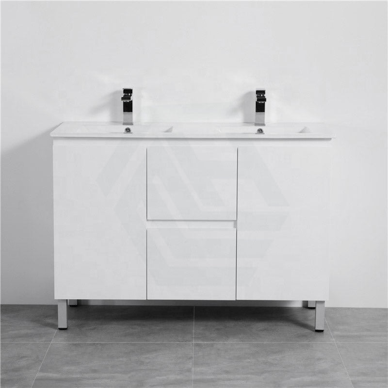 1200mm Double Bowls Freestanding Vanity Gloss White