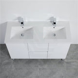 1200Mm Freestanding Pvc Vanity With Gloss White Finish Double Bowls Cabinet Only For Bathroom