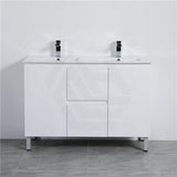 1200Mm Freestanding Pvc Vanity With Gloss White Finish Double Bowls Cabinet Only For Bathroom