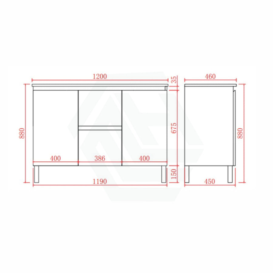 1200Mm Freestanding Pvc Vanity With Gloss White Finish Double Bowls Cabinet Only For Bathroom