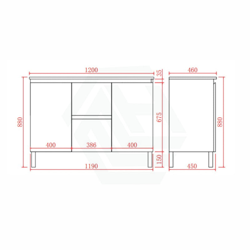 1200Mm Freestanding Pvc Vanity With Gloss White Finish Double Bowls Cabinet Only For Bathroom