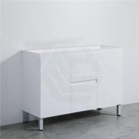 1200Mm Freestanding Pvc Vanity With Gloss White Finish Double Bowls Cabinet Only For Bathroom Only