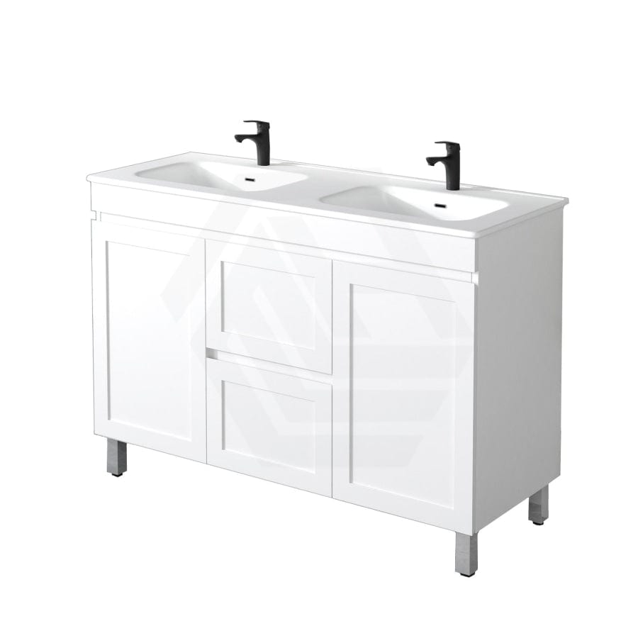 600-1500Mm Miami Freestanding With Legs Bathroom Vanity Matt White Shaker Hampton Style Left / Right