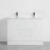 Pvc Vanity With Double Bowls Kickboard Cabinet Gloss White