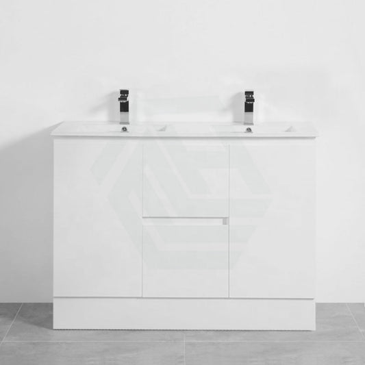 Pvc Vanity With Double Bowls Kickboard Cabinet Gloss White