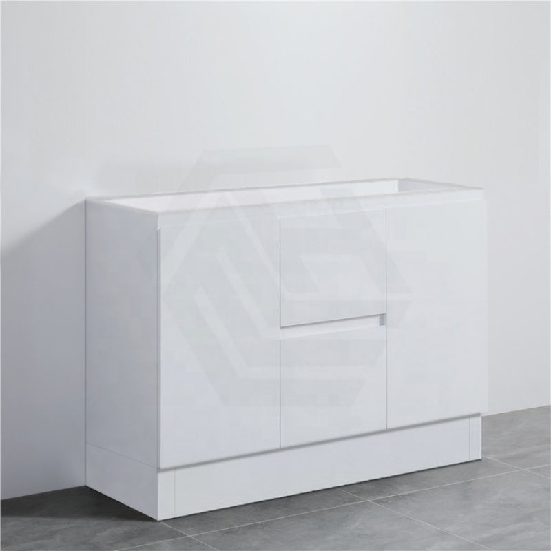 1200Mm Pvc Vanity With Gloss White Finish Double Bowls Freestanding Kickboard Cabinet Only For