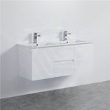 1200Mm Wall Hung Pvc Vanity With Gloss White Finish Double Bowls Cabinet Only For Bathroom Vanities