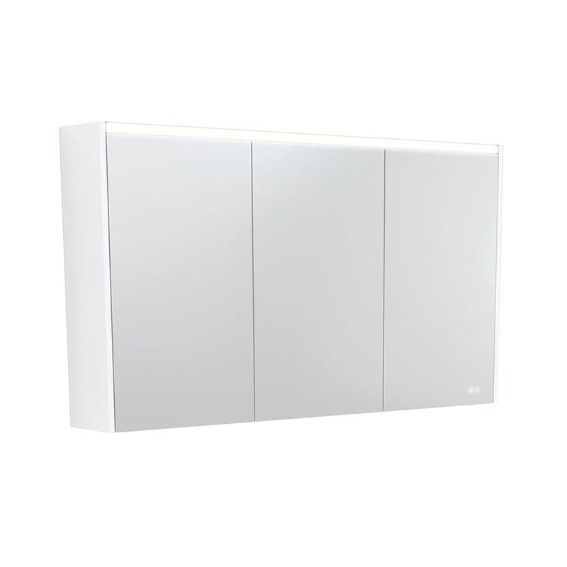 Fienza 750/900/1200Mm Led Pencil Edge Mirror Cabinet With Satin White Side Panels Shaving Cabinets