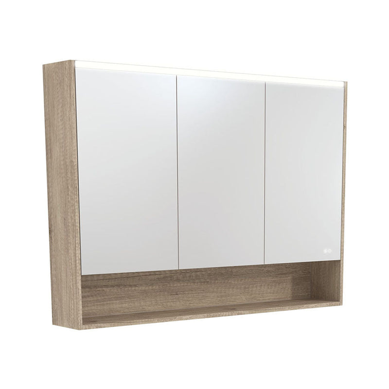 Fienza 750/900/1200Mm Led Pencil Edge Scandi Oak Mirror Cabinet With Display Shelf Shaving Cabinets