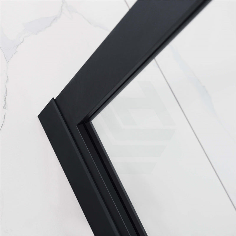 1200X2000Mm Black Fully Framed Shower Screen Single Door Fixed Panel Walk-In 6Mm Tempered Small