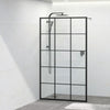 Walk-in Shower Screen Grid Framed Fixed Single Panel Black