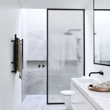 900-1200X2000Mm Walk-In Shower Screen 8Mm Narrowline Glass Single Door Panel Black Framed