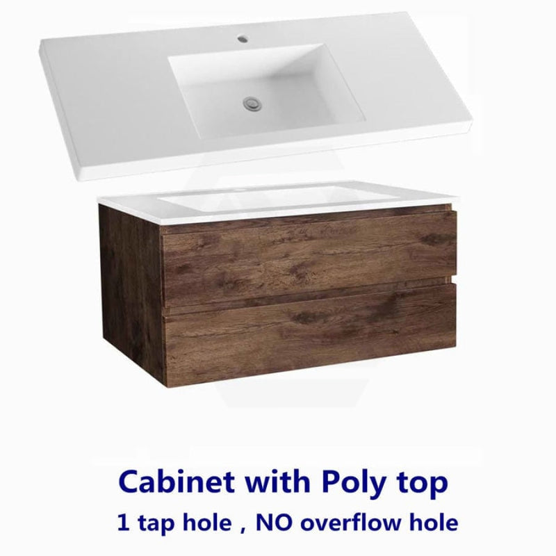 600-1500Mm Wall Hung Bathroom Floating Vanity Dark Oak Wood Grain Pvc Filmed Drawers Cabinet