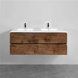 600-1500Mm Wall Hung Bathroom Floating Vanity Dark Oak Wood Grain Pvc Filmed Drawers Cabinet