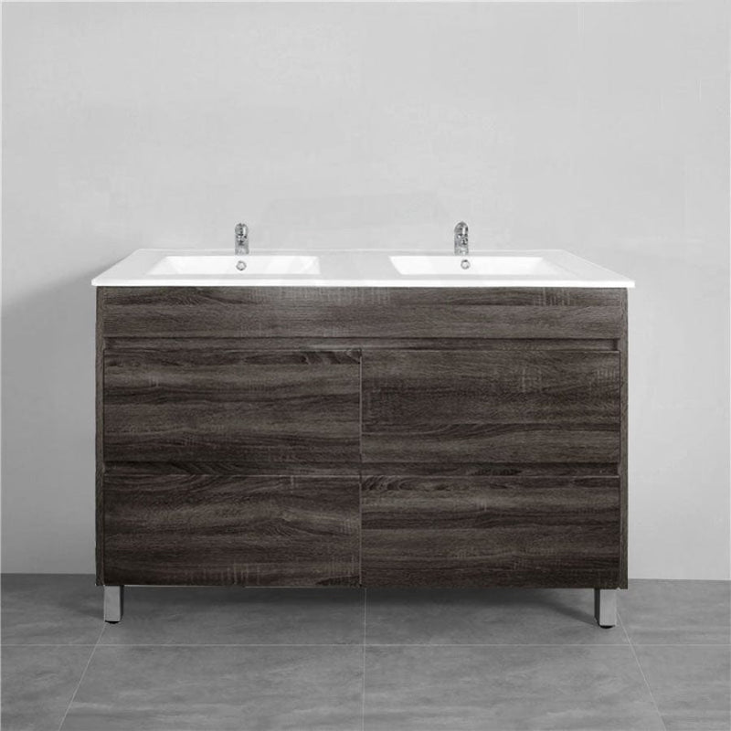 600-1500Mm Freestanding Vanity Dark Grey Wood Grain Cabinet Only & Ceramic / Poly Top Available