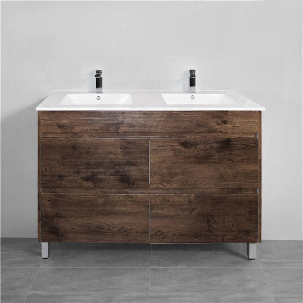 600-1500Mm Freestanding Bathroom Floor Vanity Dark Oak Wood Grain Pvc Filmed Drawers Cabinet Only &