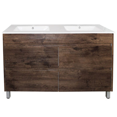 600-1500Mm Freestanding Bathroom Floor Vanity Dark Oak Wood Grain Pvc Filmed Drawers Cabinet Only &