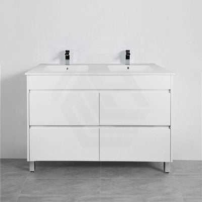 600-1500Mm Freestanding Bathroom Floor Vanity Matt White Pvc Filmed Drawers Cabinet Only &