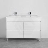 600-1500Mm Freestanding Bathroom Floor Vanity Matt White Pvc Filmed Drawers Cabinet Only &