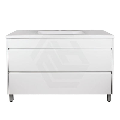 600-1500Mm Freestanding Bathroom Floor Vanity Matt White Pvc Filmed Drawers Cabinet Only &