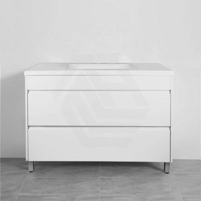 600-1500Mm Freestanding Bathroom Floor Vanity Matt White Pvc Filmed Drawers Cabinet Only &