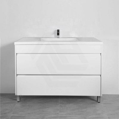 600-1500Mm Freestanding Bathroom Floor Vanity Matt White Pvc Filmed Drawers Cabinet Only &