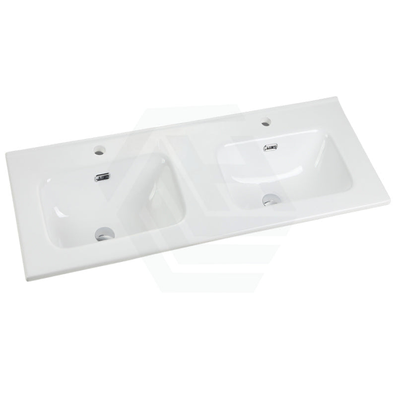 1210X465X170Mm Ceramic Top For Bathroom Vanity Sleek High Gloss Square Double Bowls 2 Tap Holes