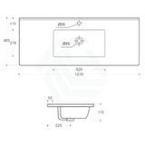 1210X465X175Mm Ceramic Top For Bathroom Vanity Single Bowl 1 Or 3 Tap Holes Available Gloss White