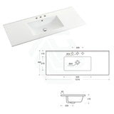 1210X465X175Mm Ceramic Top For Bathroom Vanity Single Bowl 1 Or 3 Tap Holes Available Gloss White