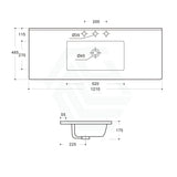 1210X465X175Mm Ceramic Top For Bathroom Vanity Single Bowl 1 Or 3 Tap Holes Available Gloss White