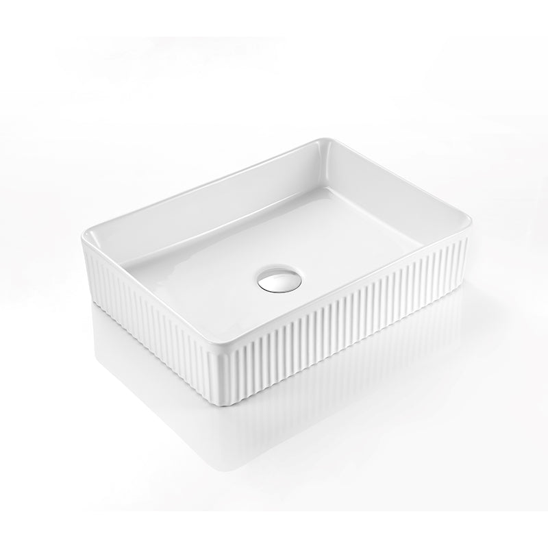 500X380X120Mm Rectangle Above Counter Ceramic Basin Ultra Slim Matt White Basins