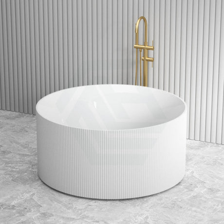 1280Mm Como Groove Freestanding Bathtub Gloss White Acrylic Round No Overflow Bathtubs