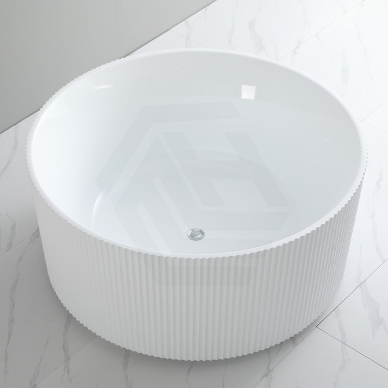 1280Mm Como Groove Freestanding Bathtub Gloss White Acrylic Round No Overflow Bathtubs