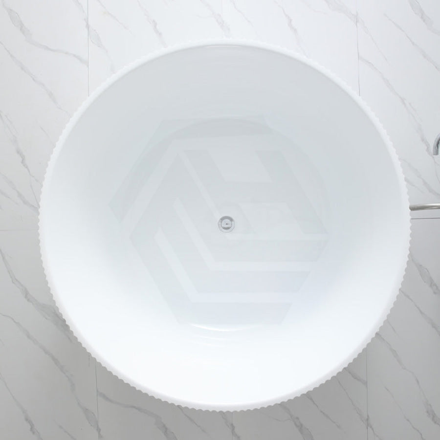 1280Mm Como Groove Freestanding Bathtub Gloss White Acrylic Round No Overflow Bathtubs