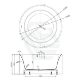 1280X1280X595Mm Como Freestanding Bathtub Matt White Acrylic Round With Overflow Bathtubs