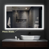 600/750/900/1200Mm Led Wall Mirror Right Angle Frameless Light On Rim 1200X900Mm