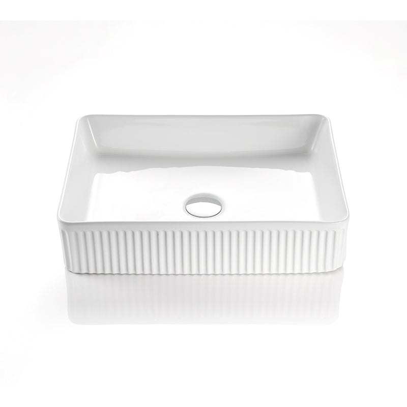 500X380X120Mm Rectangle Above Counter Ceramic Basin Ultra Slim Matt White Basins