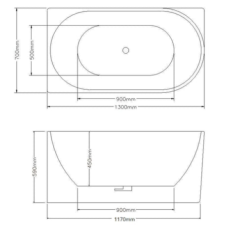 1300/1400/1485/1680Mm Nerida Bathtub Left Corner Back Acrylic Gloss White No Overflow 1300Mm