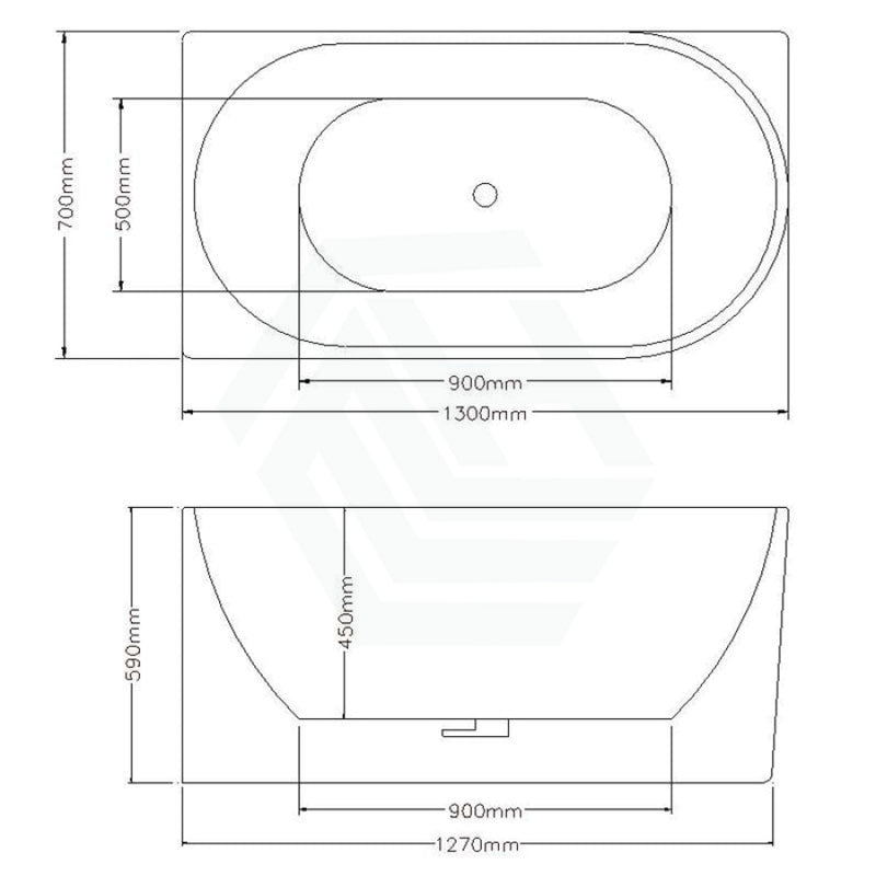 1300/1400/1485/1680Mm Nerida Bathtub Left Corner Back Acrylic Gloss White No Overflow 1300Mm